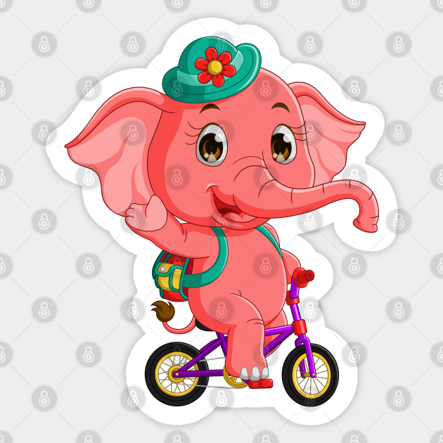 elephant riding bicycle Elephant Riding Bicycle Sticker TeePublic